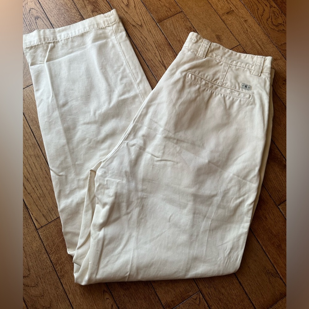 Cream knickerbocker Cotton Pants Versatile Style double pleated